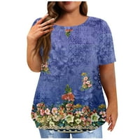 Elneeya Udobni pulover vrhovi ženska povremena modna odjeća za žene cvjetne tiskane majice za žene ljubičaste