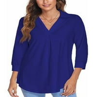 Paille dame bluze pune boje majica rukava elegantna poslovna tunika majica Royal Blue XL