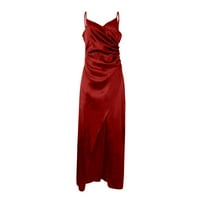 Ženske haljine V-izrez SOLISNA haljina bez rukava za gležanj Dužina maxi haljina crvena l