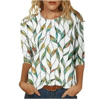 Majice od caveitl, modna žena okrugli vrat 3 4Sleeve majica za štampanje bluza vrhova dukserica zelena,