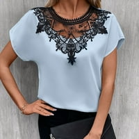Ležerna bluza, Ženska ljetna majica Čipka za šivanje poliesterskih vlakana Jednostavni stil kratkih