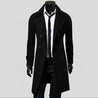 Bazyrey muška jakna Vodootporni tanak elegantan kaput s dvostrukim grudima dugački jakni crni l