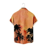 Mens tees Ljetni modni modni havajski stil kratkih rukava casual majice Havajska narančasta S, M, L,