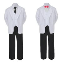 5- Formalno crno bijelo odijelo set Coral luk dugi kravate prsluk dječak za bebe