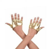 Muzičke noge 463-Zlatne kratke FAU kožne rukavice bez prstiju, zlato