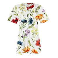 Tking modni ženski gumb s kratkim rukavima V-izrez Plus veličina Pleted vrhovi Ljetni casual cvjetni