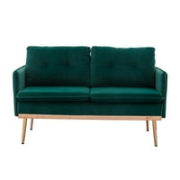 Velvet Tapacirani akcent kauč, moderna loviseatska sofa sa zlatnim nehrđajućim stopalima i tufanim jastucima,