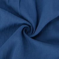TOQOT WOTENS pada haljine - dugme O-izrez Maxi haljine pamučne posteljine kratkih ležerne haljine za žene plave s