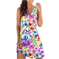 Proljetne midi haljine za žene s ramena cvjetne tiskane kratke haljine grafike midi haljine