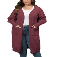 Colisha Ženski džemper za kardigan otvori prednju dugi kaput dugih rukava topla zimska pletena jakna