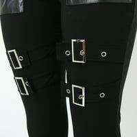 Žene crne šivene crne pantalone s patentnim zatvaračem Slim Fit Stretch casual pantalone ženske casual