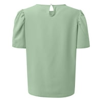 Ženske majice Dame casual tiskani okrugli vrat puff rukav tiskani majica kratkih rukava TOP mint zelena