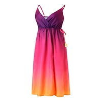 Gergngdo ženske ljetne špagete trake šifonske haljine, casual multibolor gradijentne haljine bez rukava