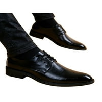 Gomelly Muški Oxfords čipkaste haljine cipele Svečane kožne cipele sjajni stanovi Radni vjenčani crni