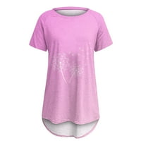 Vrhovi za žene grafički, ženski ležerni ljetni okrugli vrat pulover kratkih rukava majica bluza vrhovi