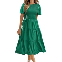 Ljetne haljine za žene Flutter s kratkim rukavima V izrezana elastična elastična struka SIDI haljina