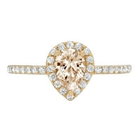 0,8ct kruška izrezana šampanjac simulirani dijamant 14k žuti zlatni godišnjički angažman halo prstena