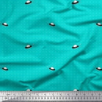 Soimoi Green Rayon tkanina svemirski brod i zvjezdani točkica dekor tkanini od tiskanog dvorišta široko