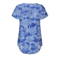 Daqian ženske košulje za čišćenje žene plus veličina V-izrez Tipka za tih za tisak Kratki rukav na vrhu