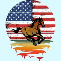 Konjska američka zastava Vintage zalazak sunca 4. srpanj Muški bijeli grafički tee - Dizajn ljudi XL