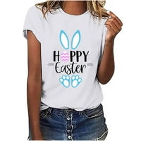 Aoochasliy Womens Easter Thirt Deals Crewneck zečja jaja Grafičke masene ljetne boje Udobne ženske bluze