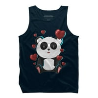 Heart Panda Valentines Dan Tee Muške mornaričke plave grafički tenk - Dizajn od strane ljudi L