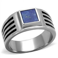 Muškarci visoko polirani prsten od nehrđajućeg čelika sa dragocjenim kamenom u Montani - veličina 10