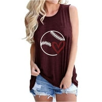 Vest Top za žene Dame Ljeto Moda Solidna boja Baseball Print uzorak bez rukava vrhunska majica Labav