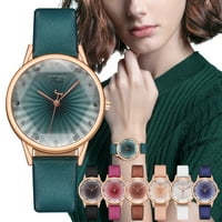 Satovi za žene Ženske satovi Creative Striped Kvarcni sat Kožni sat s dijamantnim remenom Hot Pink