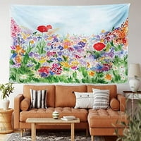 Vodeni cvjetni tapih, cvjetni ljetni vrt Trava i ljubav Ilustracija Ispis, zidni viseći za spavaću sobu