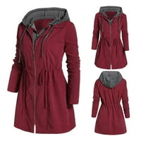 Daznico Women kaput za patchwork zimske kaputice plus patentni kaput sa zatvaračem sa džepnim crvenim xl