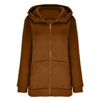 Binmer zimski kaput za žene plus veličine Solid Bool Hoodie sa dugim rukavima dugim kaputima s džepovima