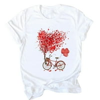 Štednja za-dnevne majice za žene Ženske udobne bluze Valentine Love Graphic Print Tops Parovi Modna
