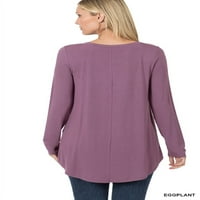 TheLovely Women & Plus Soft Luxe Rayon dugi rukavi duphin majica V-izrez