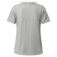 Ženski ljetni vrhovi šuplje čipke Crewneck kratke majice kratkih rukava Solid Boja vrhovi seksi casual trendi bluze