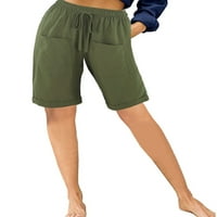 HAITE WOOD dno su visoke strukske kratke hlače ravno noga Bermuda kratke hlače dame solidne boje Khaki