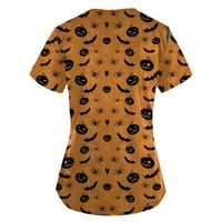 Strunđati Ženska noć za Halloween kratki rukav V-izrez V-izrez Radna džepa bluza Ženske majice