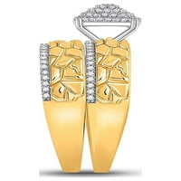 Jewels 10kt Žuto zlato Njegova njegova okrugla Diamond Nugget klaster podudaranje vjenčanja CTTW