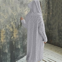 Puntoco ženski zimski kaputi, žene zimski čvrsti čvrsti pleteni dugi kapuljač dugim kardiganskim džemper