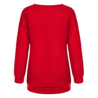 Udobne boje Dukseri za žene Labavi Crewneck Dugi rukav Jesen modni print Vintage Halloween Crvena bluza