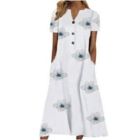 Plus size Dugme s kratkim rukavima Maxi haljine za žene Ljetni Boho cvjetni cvjetni uručni dress casual