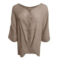 Ženski ljetni vrhovi čvrsti V-pulover V-izreza niz majicu kratkih rukava casual lagane bluze za žene