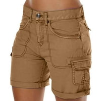 Meuva ženske radne hlače casual pantalone visoke struke tanke labave širok kratke hlače