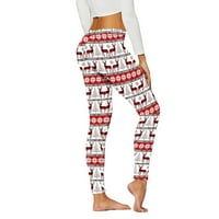 Lroplie hlače za žene Yoga visoka struka ženske odjeće donje hlače Božićne tiskane pantalone bijele