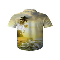Muškarci ljetne havajske košulje, tropsko kratki rukav rašireni ovratnik na plaži s majicom na plaži