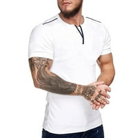 Ljetna muška majica Henley izrez kratki rukav labav bluza, majica za bluzu, bijeli l