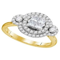 Jewels 14kt Žuto zlato Ženska princeza Dijamantni krug okvira Klaster mladenka za vjenčanje prsten za