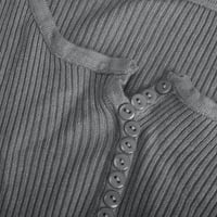 Buigttklop Vrijeme i TRU džemperi za žene čišćenje Ženska tipka V-izrez Dugi rukavac Pletena džemper