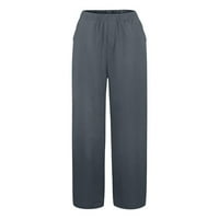 Outfmvch posteljine pantalone Ženske hlače Ljetne hlače Ležerne prilike čiste boje elastičnih struka