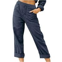 Posteljine hlače za žene Ležerne prilike od punog pamučnog posteljina elastične struke duge hlače za
